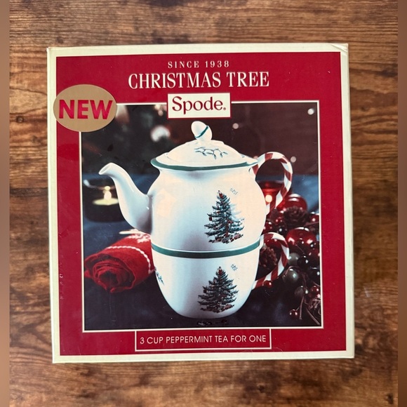 Spode Christmas Tree 3-Cup Peppermint Tea for One Set - New in Box - Picture 5 of 15